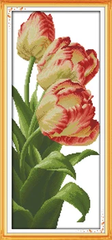 Tulip (3) cross stitch kit blomst 14 ct trykt stof lærred syning broderi DIY håndlavet håndarbejde