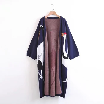 TWOTWINSTYLE Stork Kvindelige Cardigan Sweater for Kvinder er Vinter Jumper Pels Kvindelige Kimono Vintage Strikkede Lange Grøft Windbreaker