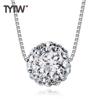 TYTW Krystaller Fra Swarovski kvinders 925 sølv halskæde, blå, hvid, guld, rose gold, bolden kvinde vedhæng choker smykker gaver