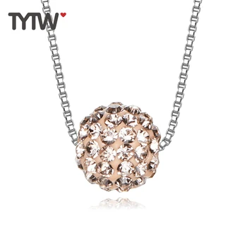 TYTW Krystaller Fra Swarovski kvinders 925 sølv halskæde, blå, hvid, guld, rose gold, bolden kvinde vedhæng choker smykker gaver