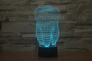 Tænder Type 3D-Led-Lampe Dental Kreativ gave Farverige 3D Tand Gradient Lys tandklinik Kunst Kunsthåndværk Natten Tænder Form