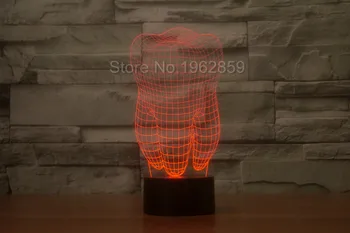 Tænder Type 3D-Led-Lampe Dental Kreativ gave Farverige 3D Tand Gradient Lys tandklinik Kunst Kunsthåndværk Natten Tænder Form
