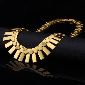 U7 Dubai Store Guld Farve Øreringe Choker Halskæde Sæt Til Kvinder Gave Geometri Mode Etiopiske Afrikanske Kostume Smykker Sæt S460