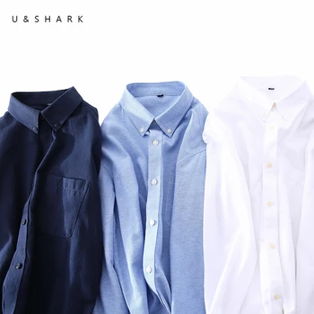 U&SHARK Efteråret Nye Herre Bomuld Oxford Shirt i Høj Kvalitet Mærke Mænd Bluse med Lange Ærmer Regular Fit Afslappet Skjorte Mandlige Plus Størrelse