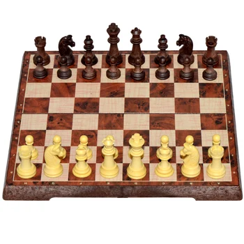 UB børn voksen 2 in1 internationalt Skak og dam Magnetiske træ folde bord solid chessman skak spil