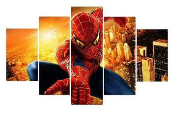 (Uden Ramme)5 Paneler Spiderman Væggen Maleri, Billede Trykt På Lærred Væg Kunst Maleri Væg Kunst, Home Decor Poster Billeder