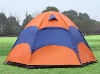 Udendørs Bærbare Camping Vandring 5-8 Person Double Layer Anti-UV/myggenet, vandtæt, Vindtæt stort rum, Skygge Sekskantet telt