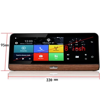 Udricare 8 tommer 4G SIM-Kort, GPS Android 5.1 Dashboard WiFi Bluetooth 1080P DVR Dobbelt Linse bakkamera Video-Optager 4G-GPS