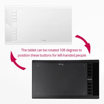 Ugee M708 Digital Tablet 10x6 tommer Tegning Grafik Tegning Tablet Med Genopladelige Pen + Anti-fouling Handske
