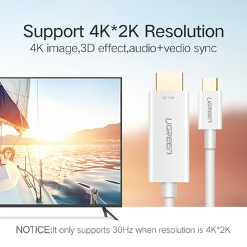 Ugreen USB-C HDMI-Kabel Type C til HDMI Converter til MacBook Samsung Galaxy S9/S8/S8+ Huawei Mate 10 Pro USB-C HDMI Adapter