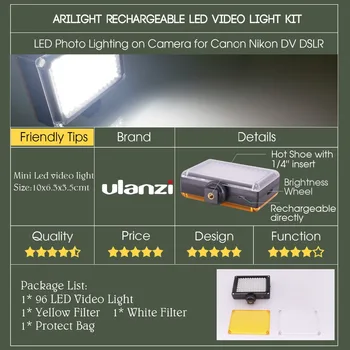 Ulanzi Mini LED Video Lys Foto Belysning på Kameraets Hotshoe Dæmpbare LED-Lampe til Canon Nikon Sony Videokamera DV DSLR-Youtube