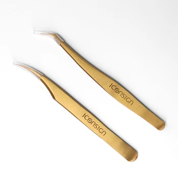 Ultra Præcision Anti-Statisk Golden Pincet til Professionelle Eyelash Extensions Rustfrit Stål Makeup Tweezer