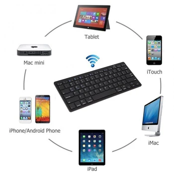 Ultra Slanke Trådløse Bluetooth-Tastatur BT 3.0 Teclado Sem Fio Keycap Klavye til Windows til Android Tablet-PC, Mobiltelefon Pad