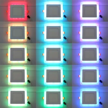 Ultra Slim 6W 9W 18W 24W-Pladsen Skjult Dual Farve LED-Panel Lys, kold Hvid+Blå/Rød/Pink/RGB Lampe Downlight AC100-265V