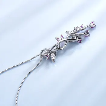 UMCHO 925 Sterling Sølv Butterfly Naturlig Gemstone Sort Spinel Ruby Romantiske Vedhæng Halskæder Til Kvinder Fine Smykker