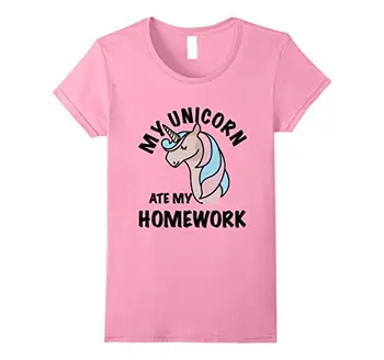 Unicorn Spiste Mine Lektier, Grafisk T-Shirt Sjove Undskyldning Tee Bomuld Toppe Kvindelige Hot Mærke Tøj Trykte T-Shirts Kvinder