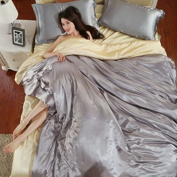 Unihome HOT! ren silke satin sengetøj sæt,boligtekstiler med Kingsize-seng,sengetøj,pudebetræk og dynebetræk