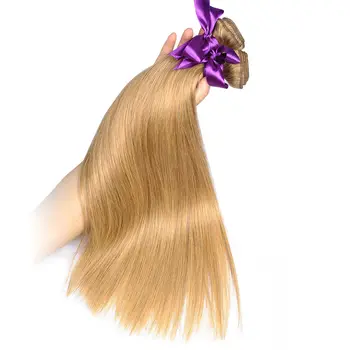 Unikke #27 Honning Blonde Bundter Peruvianske Straight Hair Extensions menneskehår 1PC Non Remy Lysende Stjerne Tykt Hår Skud