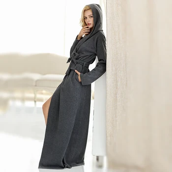 Unisex Mænd og Kvinder, Par, Microfiber Fleece Hætte Ultra Lang tid Plus Size Morgenkåbe Klæder Loungewear Nattøj Nightgowns