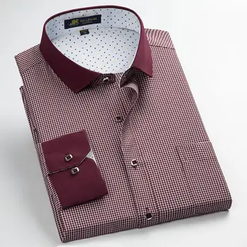 Unisplendor 2018 Mænds Casual Plaid Shirt med Lange Ærmer Social Business Skjorter Mænd Slim Fit Skjorte Plus Størrelse S-4XL YN904