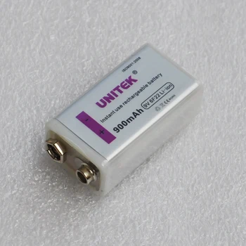 UNITEK 6F22 USB-9V genopladeligt batteri li-ion 900mAh lithium-ion celle til trådløse mikrofon Guitar EQ røgalarm multimeter