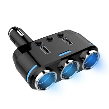 Universal 3 Sockets Måde Bil Auto Cigarettænder Splitter Power Adapter 2 Dual USB biloplader til iphone