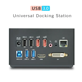 Universal Docking Station Wavlink Eksterne USB 3.0-Dual Video DisplayLink USB-HUB Full HD 1080P 2048x1152 DVI-HDMI TIL BÆRBAR PC