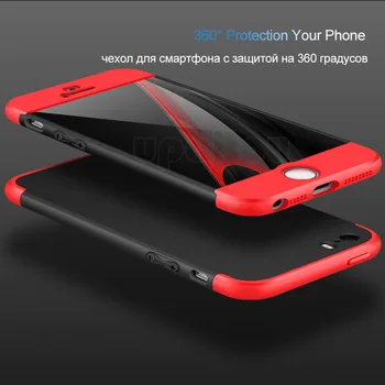 UPaitou 360 Graders Fuld Dækning Red Cases Til iPhone 5 5S SE Sag Luksus 3 i 1 Hårde PC Tilfælde Dække For iphone 5 5S SE Tilbage Sag