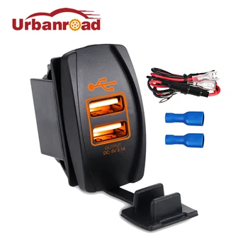 Urbanroad Red DC 12-24V Dual USB Port Bil Oplader til cigarettænderen, 5V 3.1 EN Auto Power Adapter Splitter Til IPhone