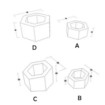 Uregelmæssig og enkel sekskantet lysestage forme Konkrete lysestage forme