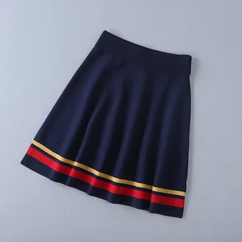 Urumbassa kvinder sætter Nye 2018 foråret peter pan krave Cardigan+ En linje nederdel to delt sæt Mode strik nederdel, der passer S203