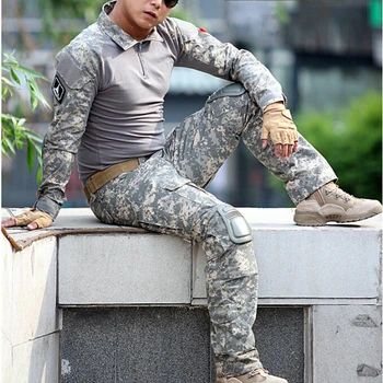 US Army ACU Bekæmpe Camouflage Skjorte Militær Uniform Shirts, Bukser Taktiske Airsoft sport Jagt Tøj med Knæ Pad