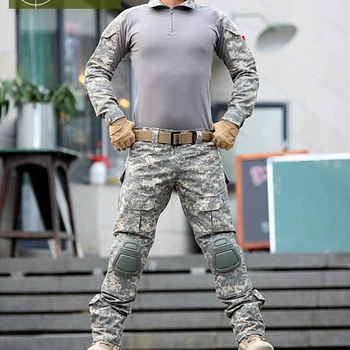 US Army ACU Bekæmpe Camouflage Skjorte Militær Uniform Shirts, Bukser Taktiske Airsoft sport Jagt Tøj med Knæ Pad