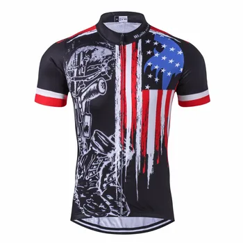USA Kraniet Bike Jersey bib shorts sæt Mænd Cykling Tøj cykel Top Passer til Ropa Ciclismo maillot bluse MTB Shirts Sports Racing