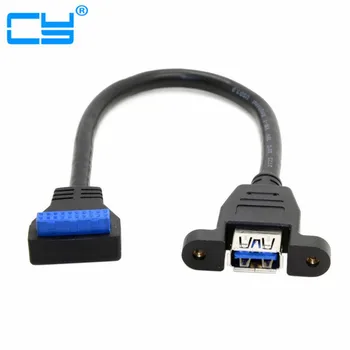 USB 3.0 Enkelt Port En Kvindelig Skrue Mount Type til Lige og Op Vinklet Bundkort 20pin 20 pin Header Kabel-25cm/0,25 M