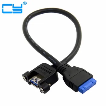 USB 3.0 Enkelt Port En Kvindelig Skrue Mount Type til Lige og Op Vinklet Bundkort 20pin 20 pin Header Kabel-25cm/0,25 M