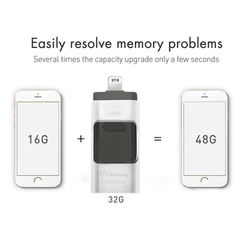 USB-FLASH-DREV OTG 64GB Pen-Drev 3 i 1 u disk for apple iphone 6s Memory stick 16 gb luksus android USB 2.0-pendrive, jeg drev