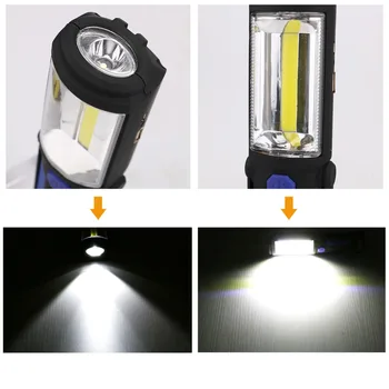 USB-Genopladelige COB LED Lommelygte COB lys stribe +1LED Fakkel Arbejde Hånd Lampe lanterne Magnetiske Vandtæt Nødsituation LED Lys