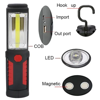 USB-Genopladelige COB LED Magnetiske Lommelygte Multi-funktion Inspektion Arbejde Lampens Lys med USB-Kabel med Indbygget batteri