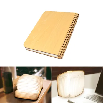 USB-Genopladelige LED-Sammenklappelig Træ-Book Form bordlampe Nightlight Booklight til Indretning Varm Hvid Lys Drop Shipping