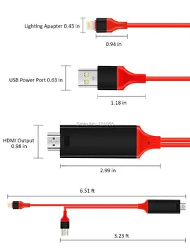 USB-hdtv-boks for lyn HDMI-kabel iphone X/8 plus/7/6s/6/5s Konverter, ipod ipad til TV, Video, digital AV adapter Projektor