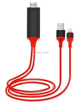 USB-hdtv-boks for lyn HDMI-kabel iphone X/8 plus/7/6s/6/5s Konverter, ipod ipad til TV, Video, digital AV adapter Projektor