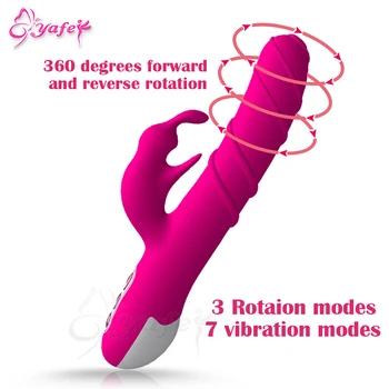 USB-Kanin Vibratorer 360 Graders Rotation G Spot Vibrator Frådede store Elektriske Vibrerende dildo for Kvinder Klitoris Adult Sex toy
