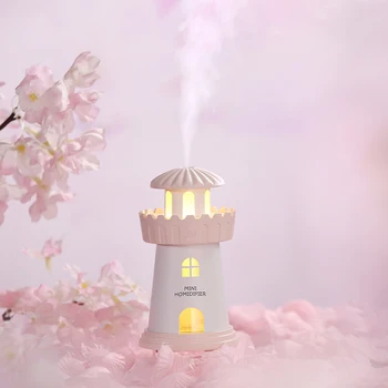 USB-Luft Luftfugter 150ML LED Lighthouse-Formet Mini Afgørende Aroma Diffusorer Luftrenser Tåge Rense forstøveren til Hjemmet