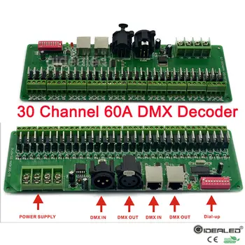 USB-master DMX controller+30 DMX kanal-dekoder til software redaktører til RGB LED lys input DC9-24V