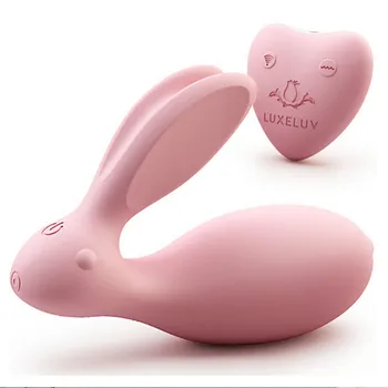 USB-Opladning Kanin-klitoris Stimulator Trådløse Kontrol Usynlige Strap On Vibrator Elsker Æg Dobbelt Stærk Strøm sexlegetøj Til Kvinde