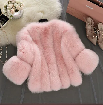 Uwback Faux Fur Gilet colete pel 2017 Nye Vinter Pink Imiteret Pels Vest Plus Størrelse 4XL Furry Tyk Faux Fur Jakken TB1283