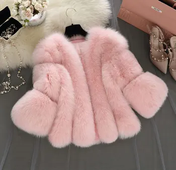 Uwback Faux Fur Gilet colete pel 2017 Nye Vinter Pink Imiteret Pels Vest Plus Størrelse 4XL Furry Tyk Faux Fur Jakken TB1283