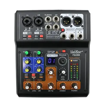 Vadiboer F6 Professionel 6 Kanaler Mixer Konsol Med 16 Gruppe Virkning 48V Phantom Power Supply Mini Fase Lyd Konsol Equipme