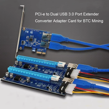 VAKIND PCI-E-Dual USB 3.0-Converter-Kort Adapter Med USB3.0 Kabel-Og SATA-15 bens-6Pin Netledningen Til Bitcoin Mining BTC